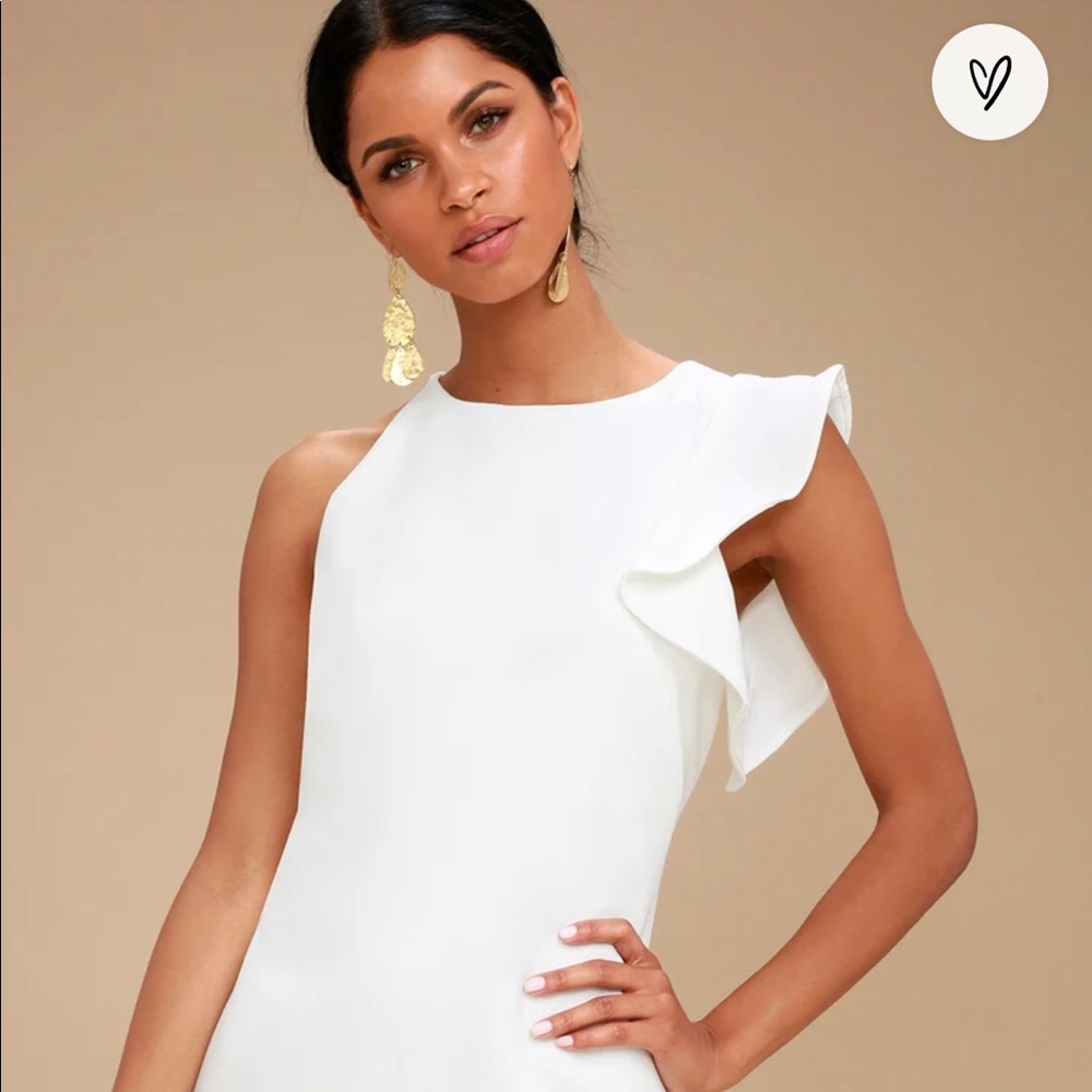 Lulus Dinah one shoulder white dress